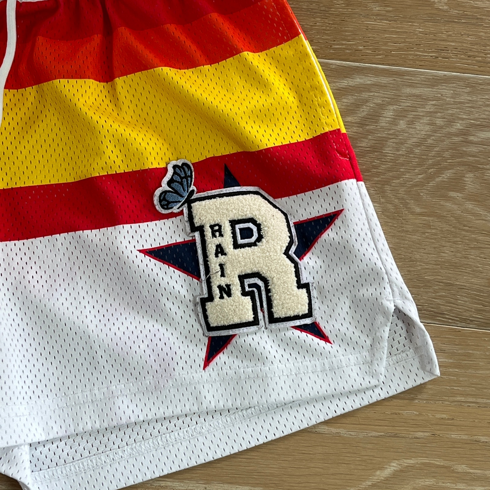 Ryoko Rain Unisex Men's Women's Varsity Retro Striped Mesh Jersey Shorts — image 3 of 4